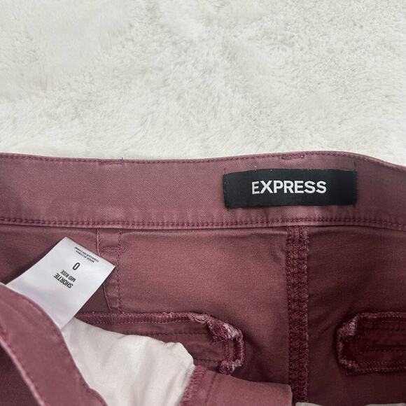 Express‎ Womens Size 0 Mauve Pink Mid Rise Shortie Shorts Juniors Flowers Floral - Picture 4 of 5